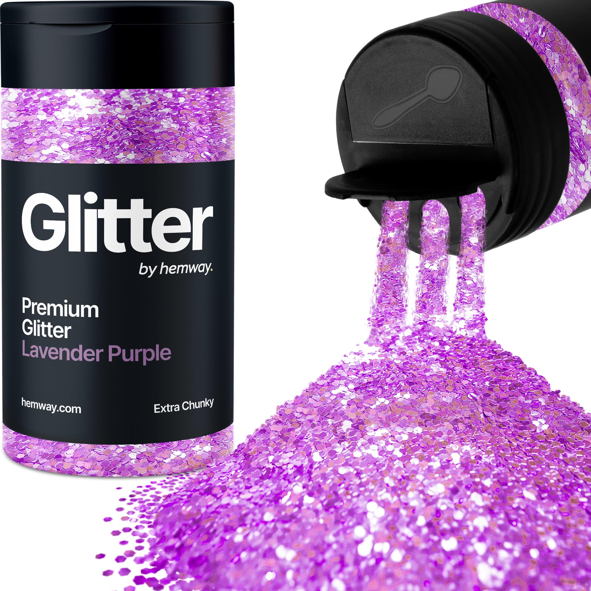 Lavender Purple Glitter Shaker, 130g Extra Chunky Glitter, Crafts 1/24" Metallic Flake Lavender Purple Sequins, Resin & Epoxy Crafts, Decorating, Halloween, Christmas Nail, Face, Hemway