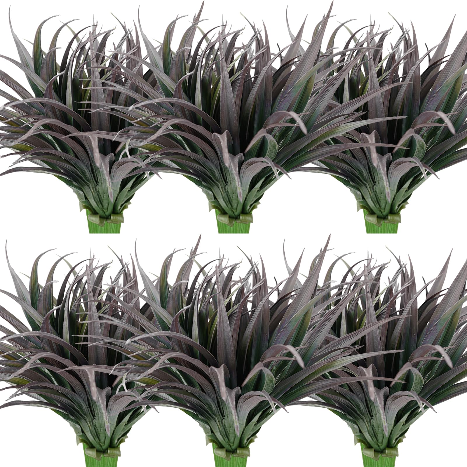 Photo 1 of Dehoxara 24Pcs Artificial Grass Plant Fake Outdoor Plastic Plants UV Resistant Faux Grasses Greenery Shrubs for Window Box Garden Patio Porch Home Decor Black