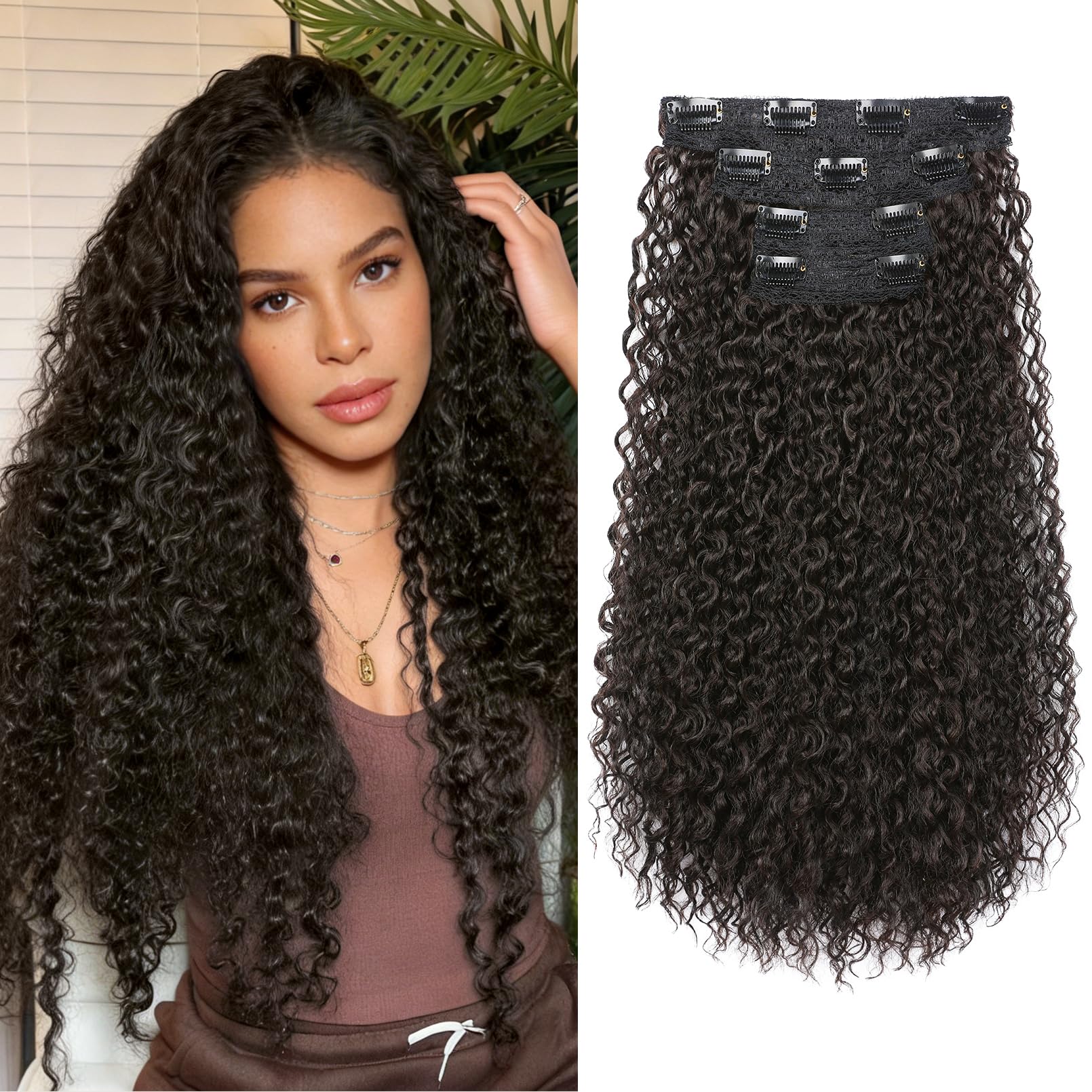 Photo 1 of *USED*
Clip in Hair Extensions, LONAI 20'' 4PC 100% Pure Protein Silk Hairpieces, Lace Weft Curly Hair Extensions Clip ins Invisible, Soft Natural Hairpieces for Women (Dark Chocolate Brown)