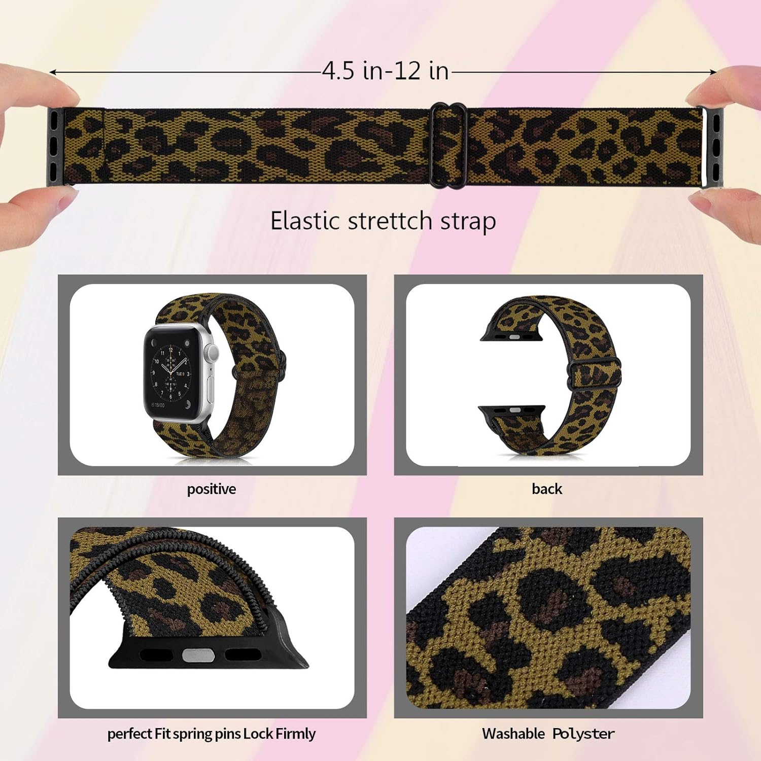 Ecogbd Elastic Replacement Strap Compatible with Apple Watch Strap 38mm 40mm 41mm 42mm 44mm 45mm 49mm - Image 5