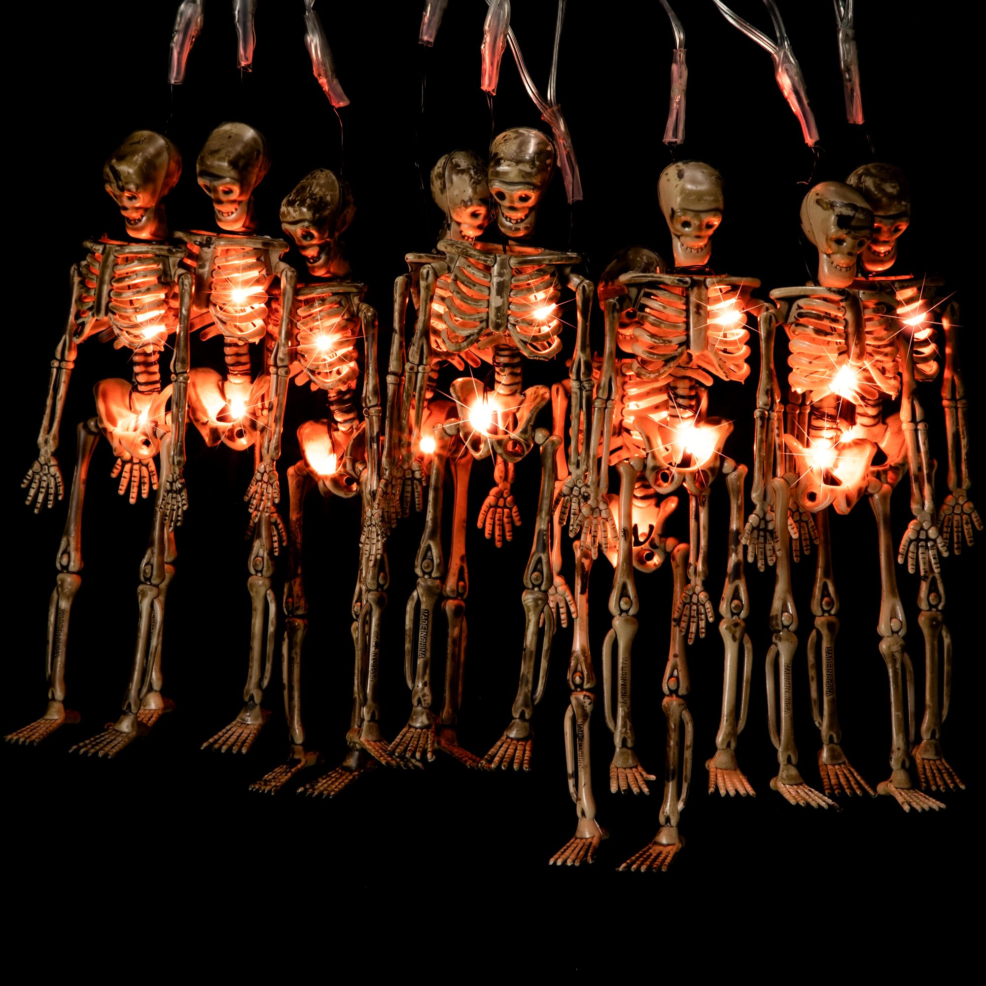 Photo 1 of Hiboom 2 Pack Halloween Skeleton Skull Lighted Holiday Displays, 20 LEDs 8 Modes Waterproof Battery Operated Lighted Holiday Displays Spooky Decorations for Indoor Outdoor(Warm White)