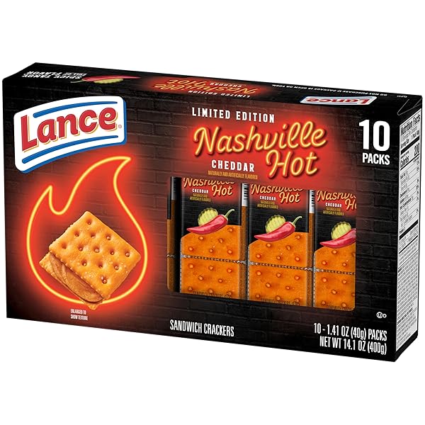 LANCE NASHVILLE HOT CHEDDAR SANDWICH CRACKERS, 10 PACK
