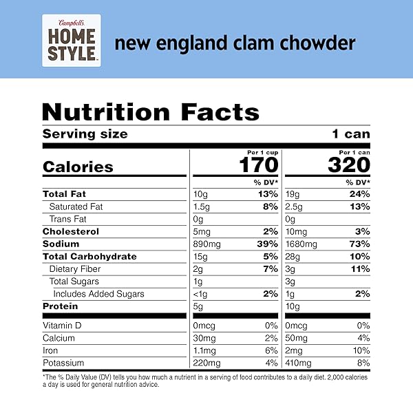 CAMPBELL’S HOMESTYLE NEW ENGLAND CLAM CHOWDER SOUP, 16.3 OZ CAN