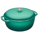 Amazon Basics Enameled Cast Iron Covered Dutch Oven, 7.3-Quart, Teal