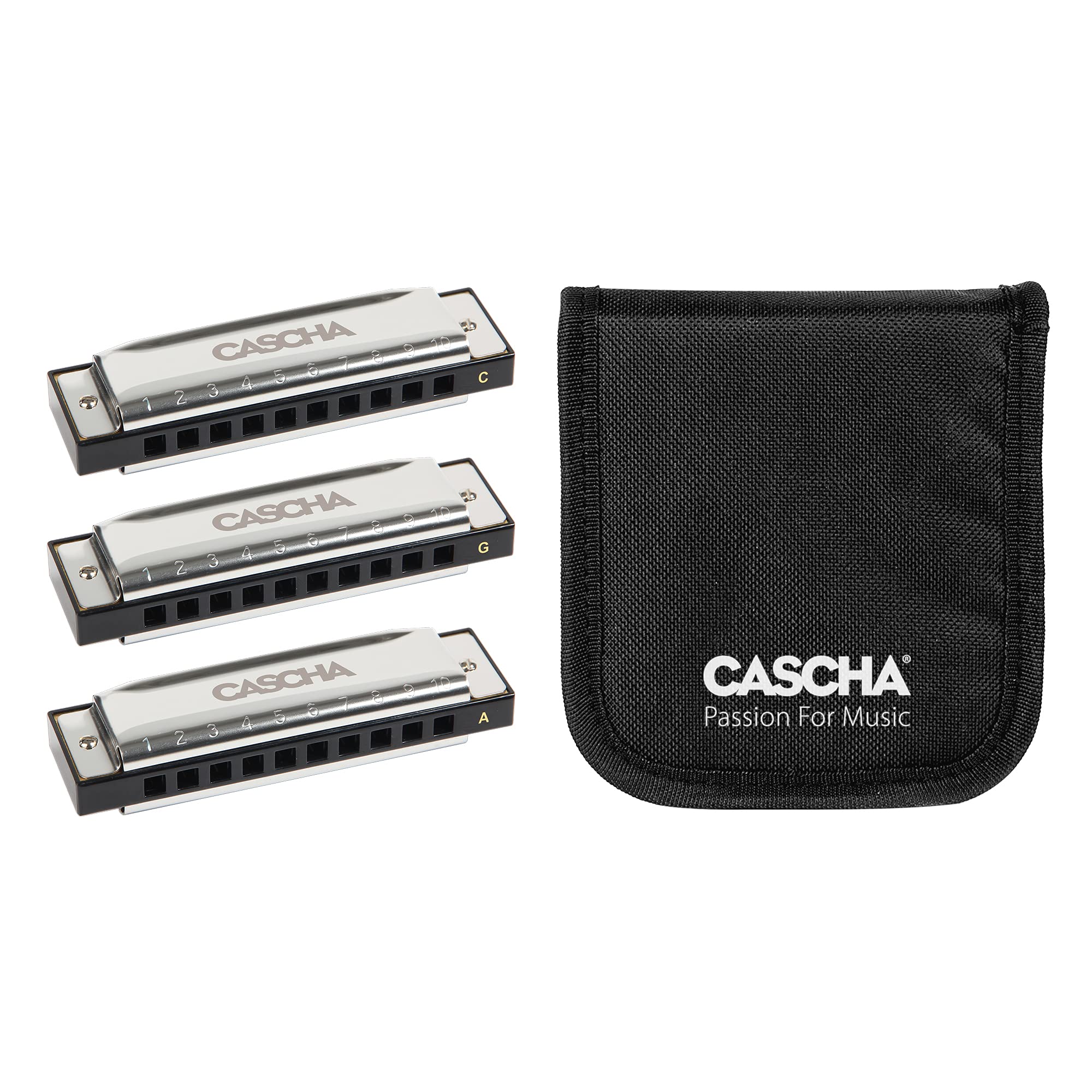 Blues Harmonica Pack 3 (C-G-A), 3 Harmonicas with Bag