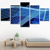 SIGNWIN 5 Panel Canvas Wall Art Modern Art Abstract Closeup Geometric Lights Mixed Media Modern Multicolor for Home Decorations Ready to Hang - 60