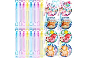 JOYIN 32 Pcs Valentines Day Gift Cards with Mini Bubble Maker Wands for Kids, Valentine Party Favor Toys, Valentine's Day Kids Classroom Exchange Prizes, Bubble Wands with Cards, Photo Prop Decor