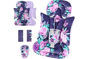 TANOFAR Car Seat Head Support Baby - Infant Car Seat Insert for Newborn Girls Boys - Soft Carseat Head Support for Infant - Newborn Carseat Insert for Car Seats, Strollers, Swings (Purple Floral)