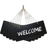 Chalkboard Hanging Signs Erasable Wood Rectangle Small Vintage Rustic Blackboard Message Memo Display for Wedding, Bar, Restaurant, Kitchen Pantry &amp; Wall Decor, 6 Pack