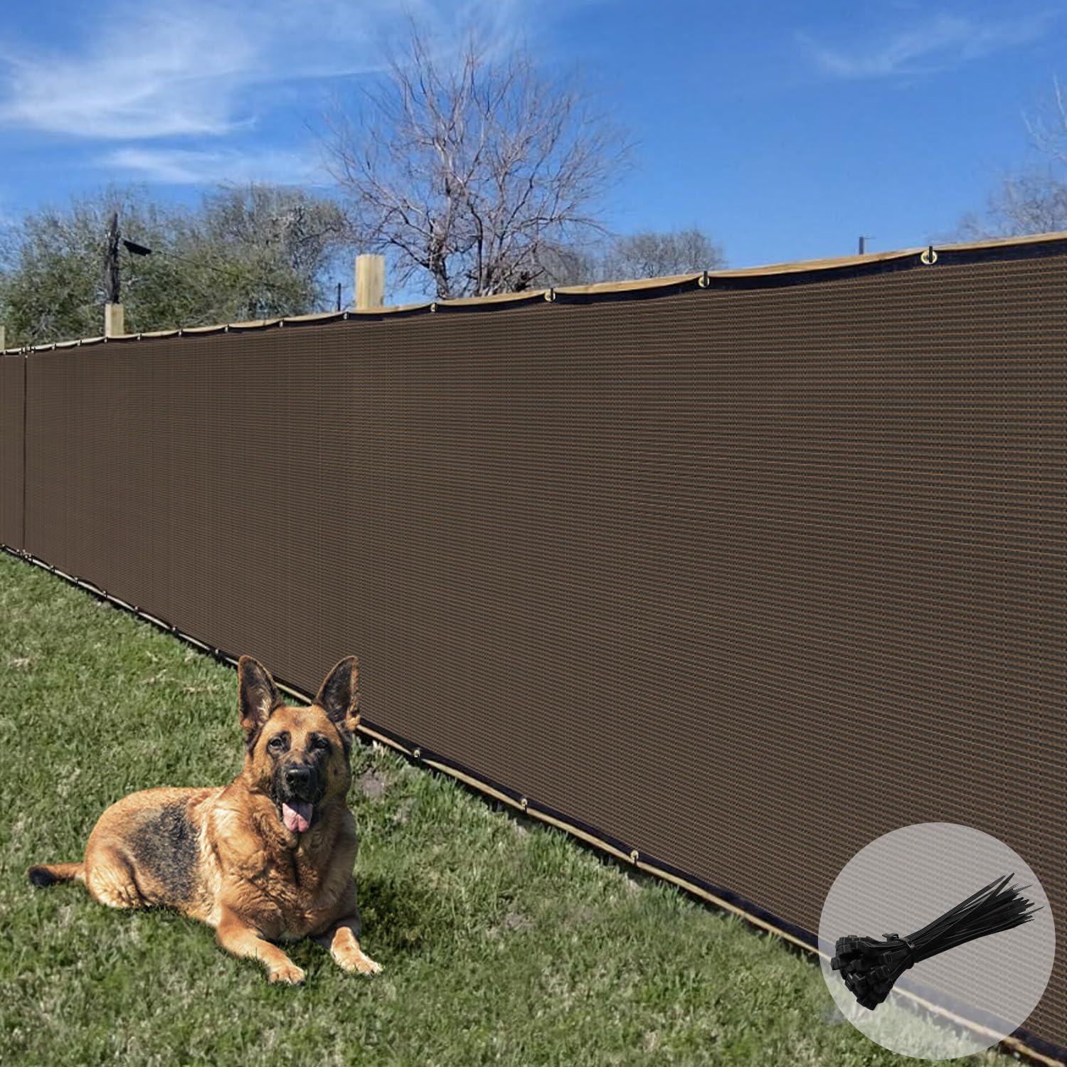 E&K Sunrise 4' x 8' Privacy Fence Screen with Grommets, Outdoor Windscreen Fence Covering Privacy Screen UV Blockage for Backyard Patio Garden, Zip Ties Included (Brown) Image