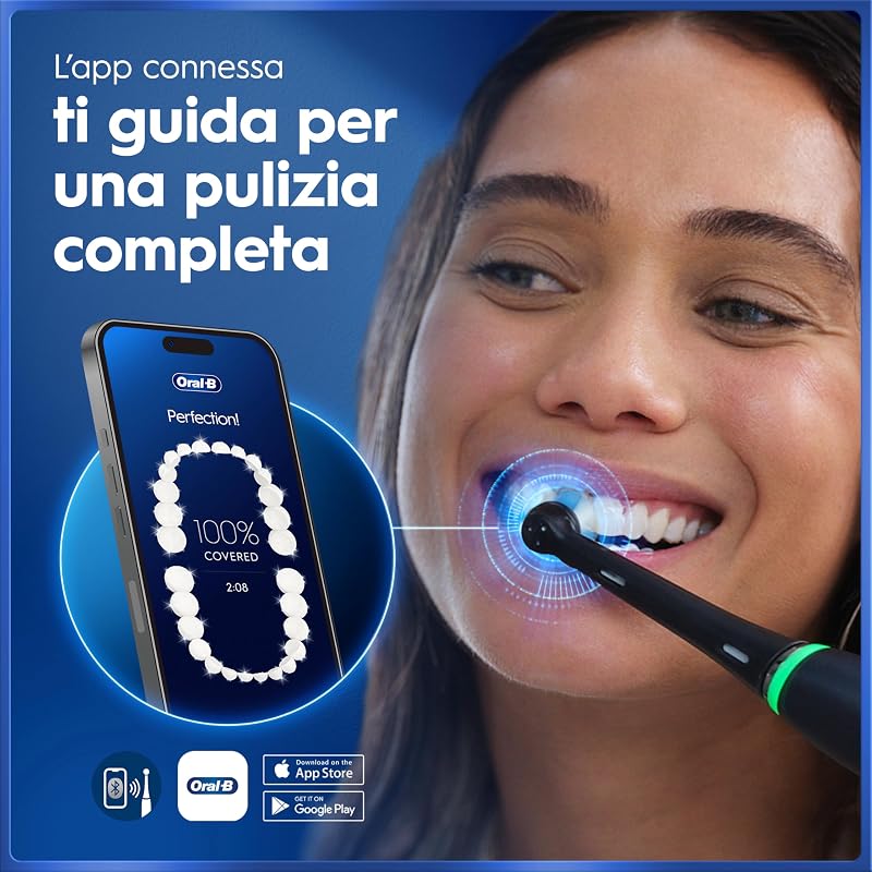 iO 5 Spazzolino Elettrico, con 3 Testina di Ricambio, Custodia, Nero
