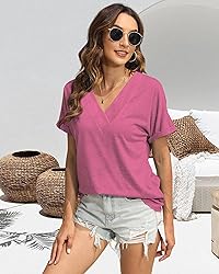 EyMuse T Shirts for Women Short Sleeve V Neck Basic