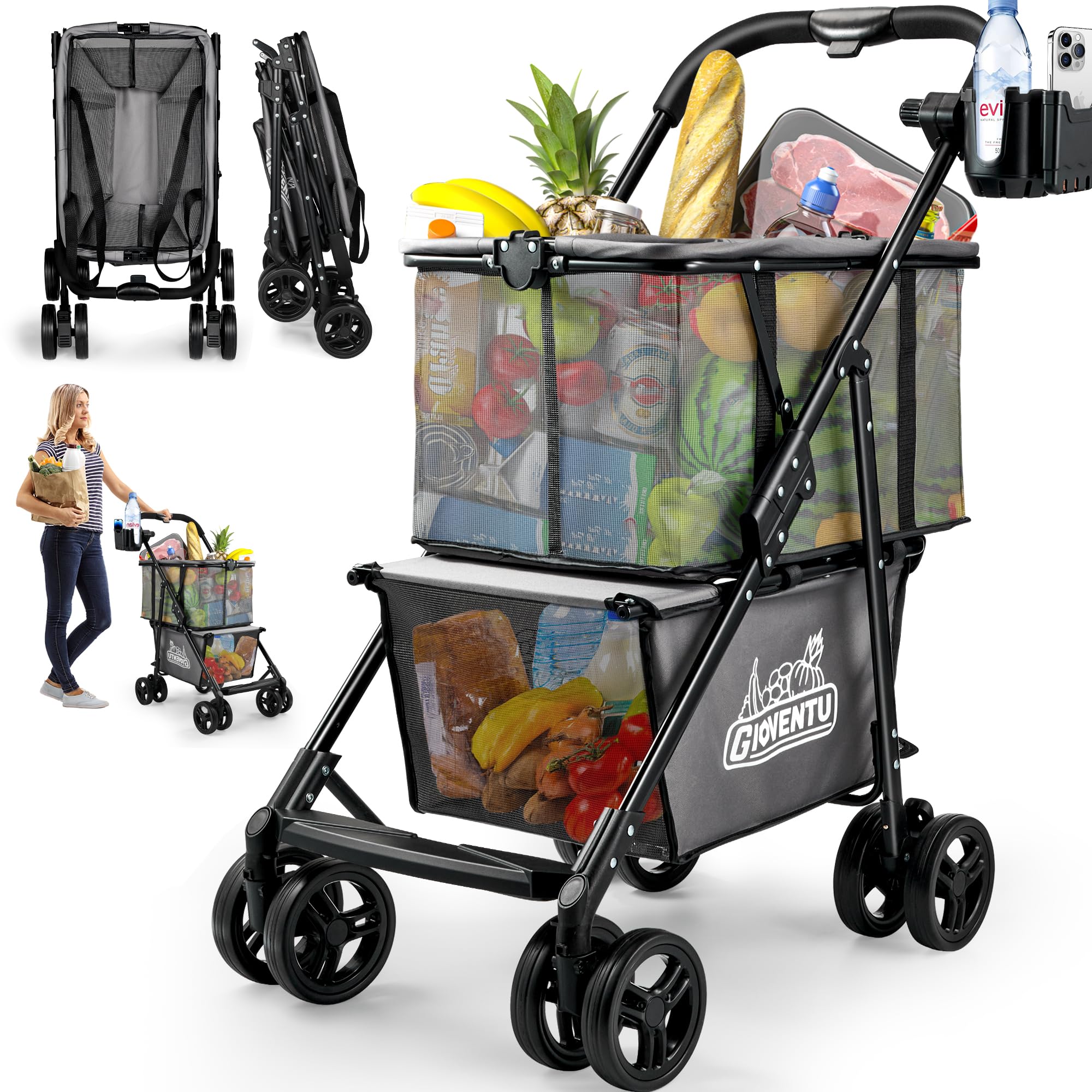 Collapsible Trolley Shopping Bag On Wheels Amazon Upgrade Shopping - Main Image