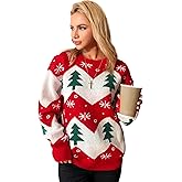 Honwenle Ugly Christmas Sweater for Women 2025 Funny Cute Christmas Tree Reindeer Xmas Knitted Pullover - Gifts for Christmas