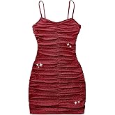 EXARUS Girls Formal Long Sleeve/Spaghetti Strap Dress Teen Party Dance Tween Juniors Tight Cute Bodycon Short Dresses