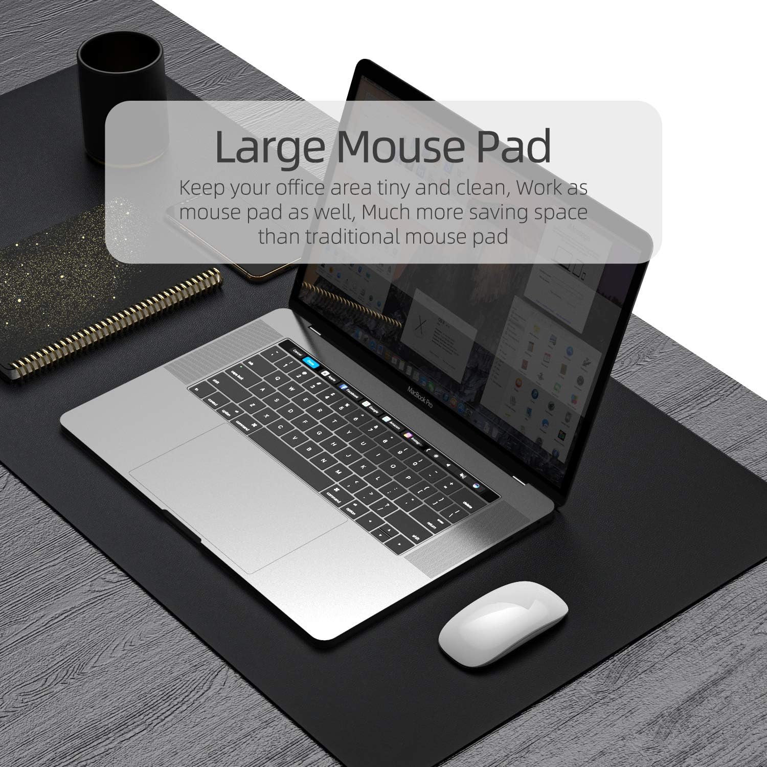 Dual-Sided Multifunctional Desk Pad, Waterproof Desk Blotter Protector, Leather Desk Wrting Mat Mouse Pad (31.5" x 15.7", Black) : Office Products