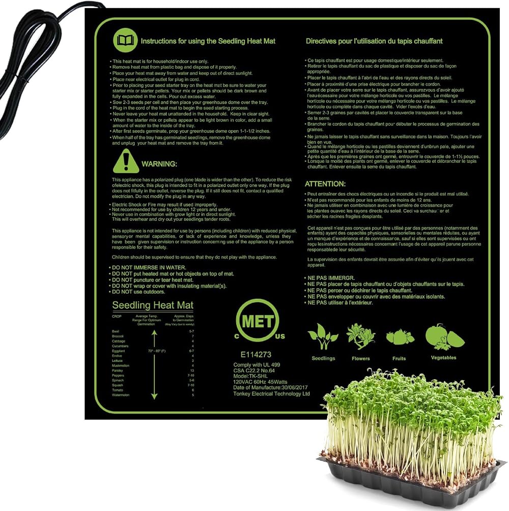 Holzsammlung Seedling Heat Mat 20x20'' Waterproof Germination Pad