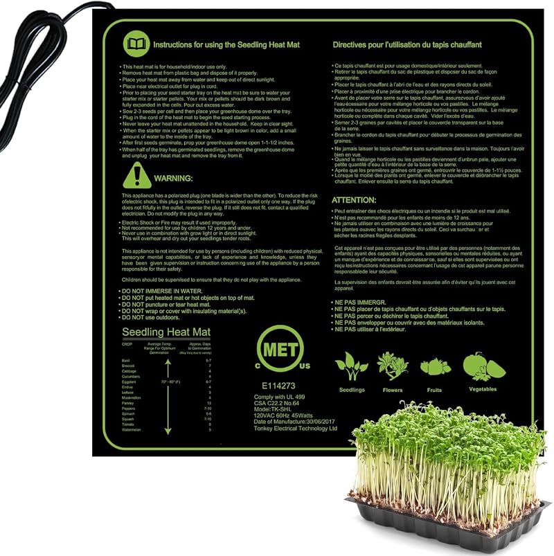 Holzsammlung Seedling Heat Mat 20x20'' Waterproof Germination Pad