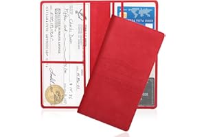 CARLEEF Car Registration and Insurance Holder,PU Leather Car Glove Box Organizer Car Document Holder for ID,Driver's License,Universal Car Organizer Car Accessories for Women/Men (Red)