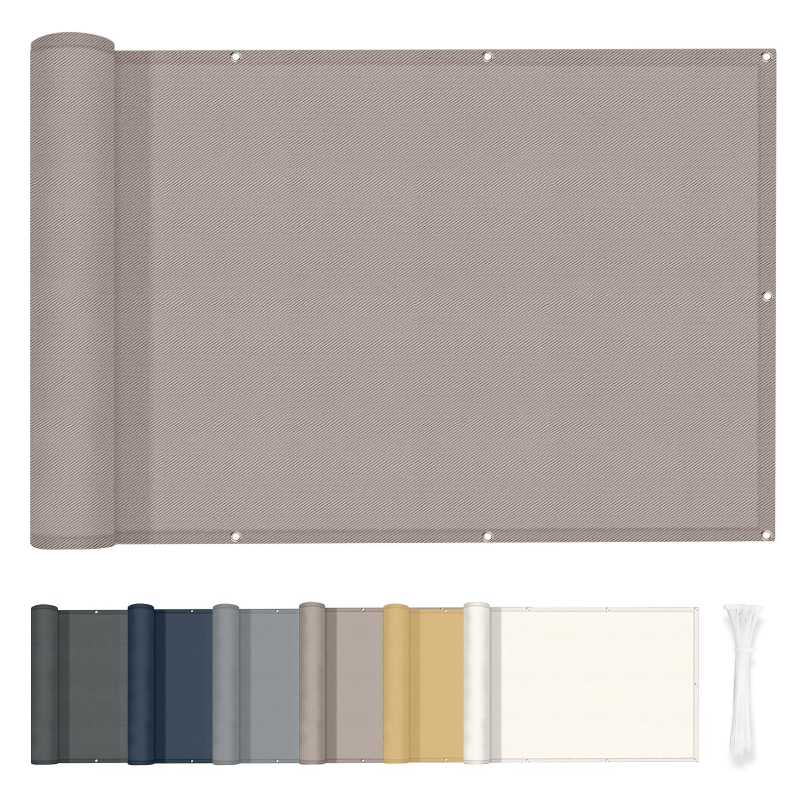 HENG FENG Balcony Privacy Screen 90x300cm PES, Windproof and UV-Protection Screening for Outdoor Fencing and Protection, Taupe