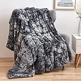 NEWCOSPLAY Super Soft Faux Fur Throw Blanket for Couch Grey Sherpa Fuzzy Plush Warm Blanket for Sofa Bed (Grey, Throw(40"x50"))