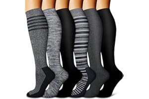BLUEENJOY Copper Compression Socks for Women & Men (6 pairs) - Best Support for Nurses, Running, Hiking, Recovery