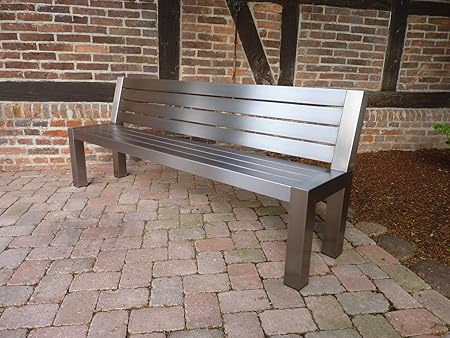 Amazon De Edelstahl Gartenbank Mit Ruckenlehne