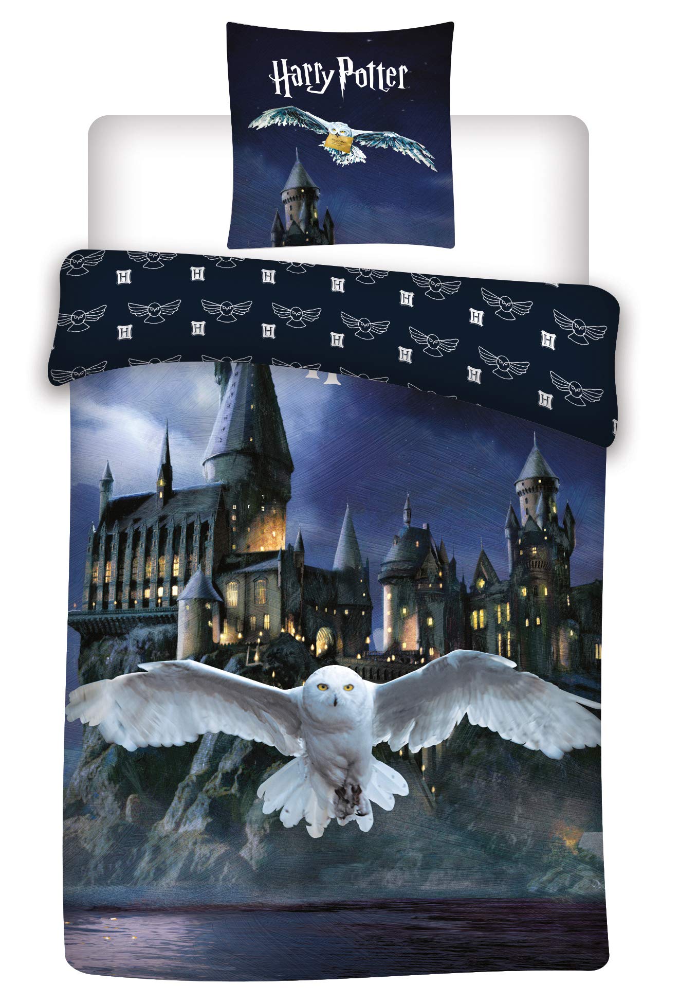 AYMAX S.P.R.L. Harry Potter Reversible Duvet Cover 140 x 200 cm Pillowcase Hogwarts 65 x 65 cm 100% Cotton
