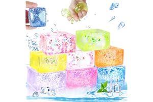 KYKAKE 8Pcs Stress Balls for Kids, Fidget Toys Adults Stress Relief Squeeze Ball, Sensory Toys for Autistic Children, Large Ice Cube Fidget Ball Stress Toys, Party Favors for Kids Goodie Bags, Color Random