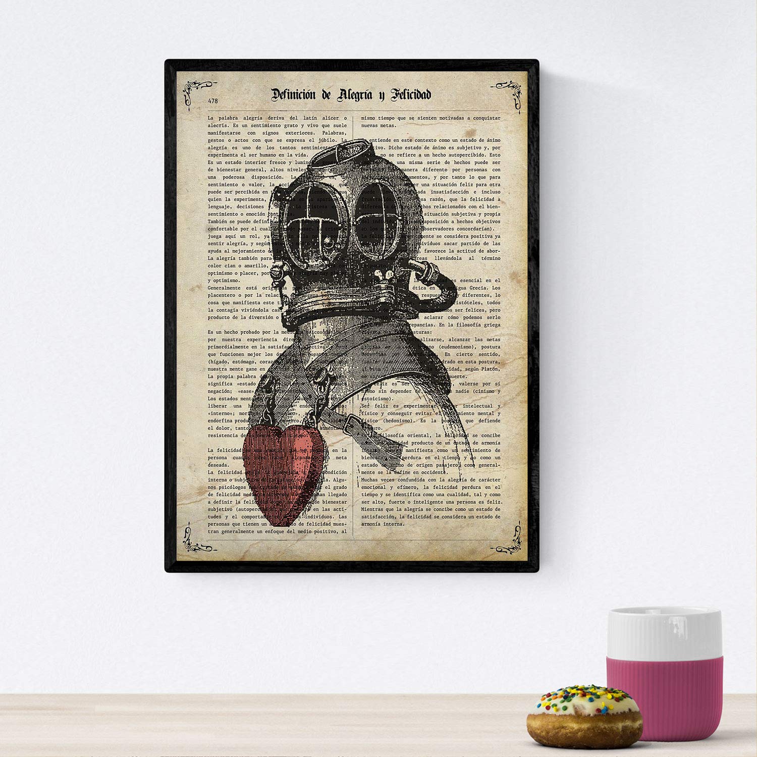 Nacnic Vintage Poster Escafandra enamorada.Láminas for interior decoration. Vintage posters with design and definitions. A4 size