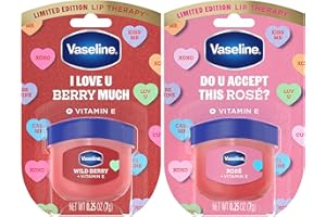 Vaseline Lip Therapy Mini Tinted Lip Balm Set, Valentine’s Day Limited Edition Rosé + Wild Berry with Vitamin E for Soft, Kis