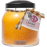A Cheerful Giver - Sunflower &amp; Driftwood - 34oz Papa Scented Candle Jar with Lid - Keepers of the Light - 155 Hours, Gift Candle, Yellow, Big Candles for Home Decoration