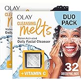Olay Face Wash, Vitamin C Cleansing Melts, Daily Use Gentle Cleanser, For All Skin Types, Travel Size, Soft Citrus Scent, Water-Activated to Clean, Tone, and Refresh, 64ct (2 Pack x 32ct)