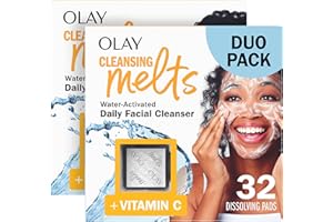 Olay Face Wash, Vitamin C Cleansing Melts, Daily Use Gentle Cleanser, For All Skin Types, Travel Size, Soft Citrus Scent, Water-Activated to Clean, Tone, and Refresh, 64ct (2 Pack x 32ct)