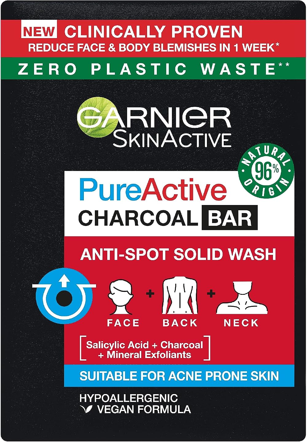 Garnier Pure Active Charcoal Bar Solid Wash For Spots Clogged Pores Oil