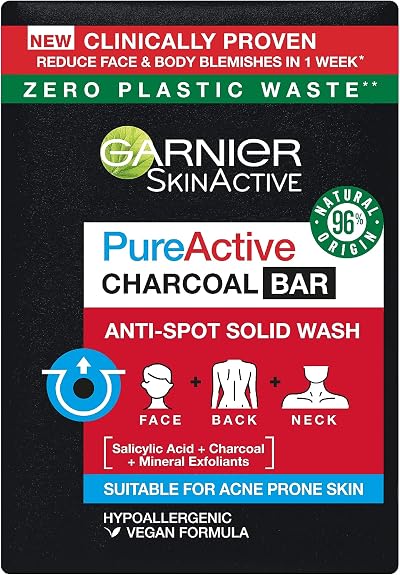 Garnier Pure Active Charcoal Bar Solid Wash For Spots Clogged Pores Oil