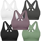 MIRITY Padded Strappy Sports Bra for Women - with Dual Crossback and Adjustable Straps for Workout Gym