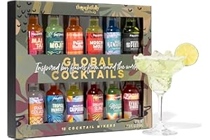 Thoughtfully Cocktails, Global Cocktail Mixer Set, Vegan and Vegetarian, Flavors Margarita, Moscow Mule and More, Set of 12 (Contains NO Alcohol)