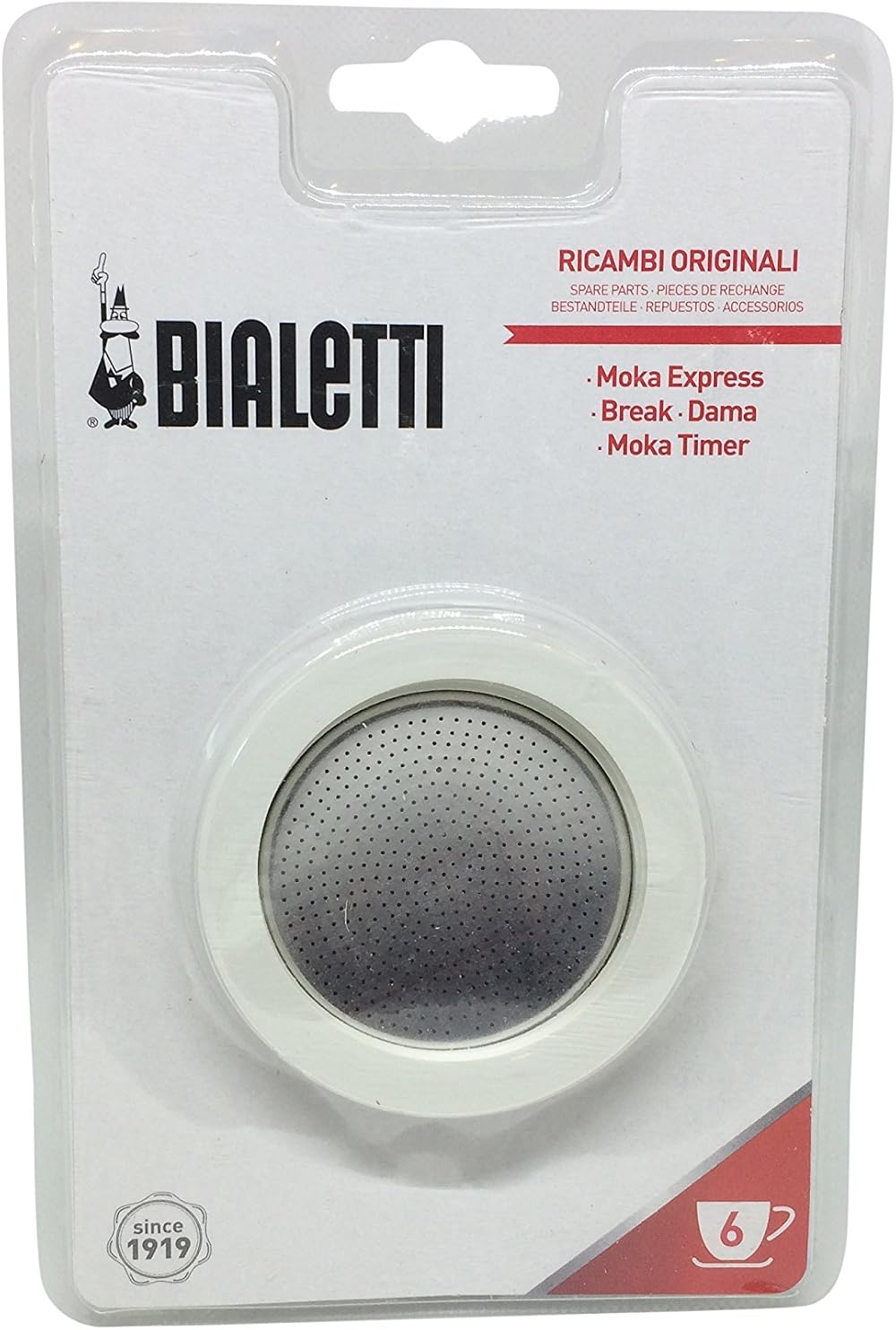 Bialetti Moka Seal and Aluminum Filter 72mm for 6 Cup Coffee Makers