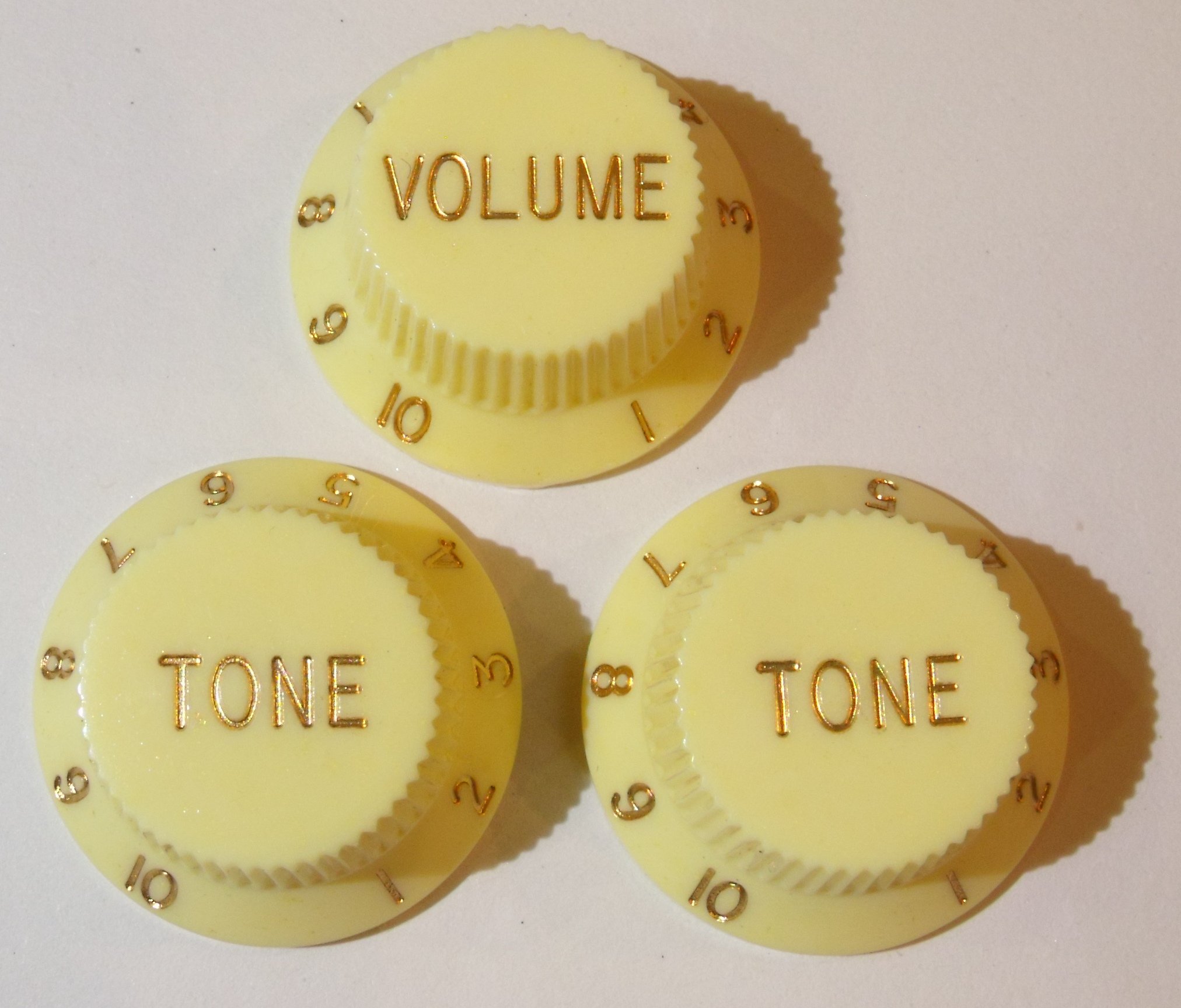 Guitar control knobs 0-10 scale 2x tone + 1x volume in Ivory/Cream Speed Knob for Stratocaster Telecaster Gibson Ibanez Etc..