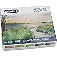 Schmincke - HORADAM® AQUARELL, Super- Granulation Set Shire 5 x 5 ml tubes, 74 860 097, cardboard set, very strong granulating colors, finest, supergranulating watercolors