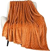 TOONOW Fleece Blanket Super Soft Cozy Throw Blanket 50" x 60", Lightweight Fuzzy Comfy Textured Flannel Blanket Warm Plush Throw Blankets for Couch, Sofa, Bed, Pumpkin