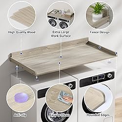 COOLBEBE Washer and Dryer Countertop, Wood Laundry