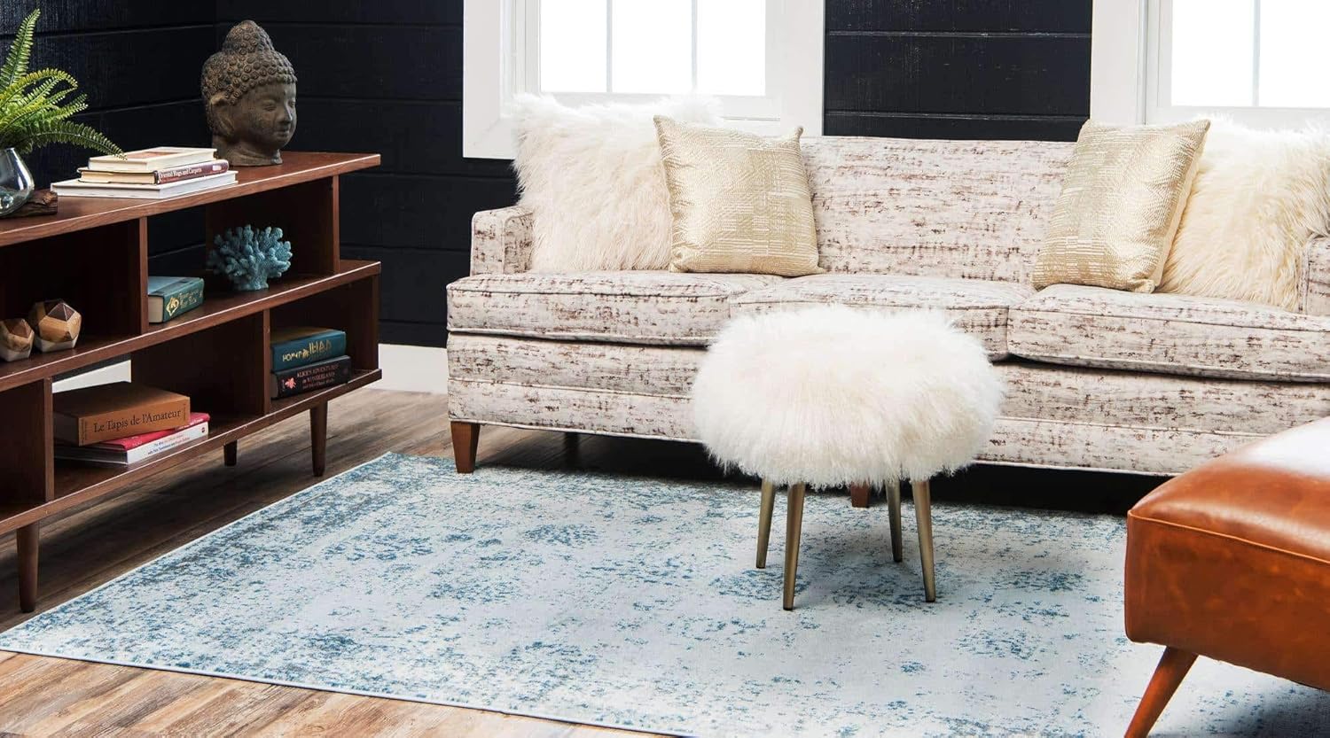 Unique Loom Sofia Collection Traditional Vintage Light Blue/Navy Blue Area Rug (215x305), 3141354, Light Blue/ Navy Blue - Image 3