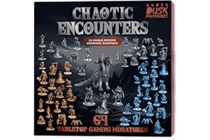 Underdusk: Chaotic Encounters - 64 Unpainted Tabletop DND Bulk Miniatures for TTRPG, Pathfinder & Dungeons and Dragons | Monster Figures Starter Pack with Stat Blocks
