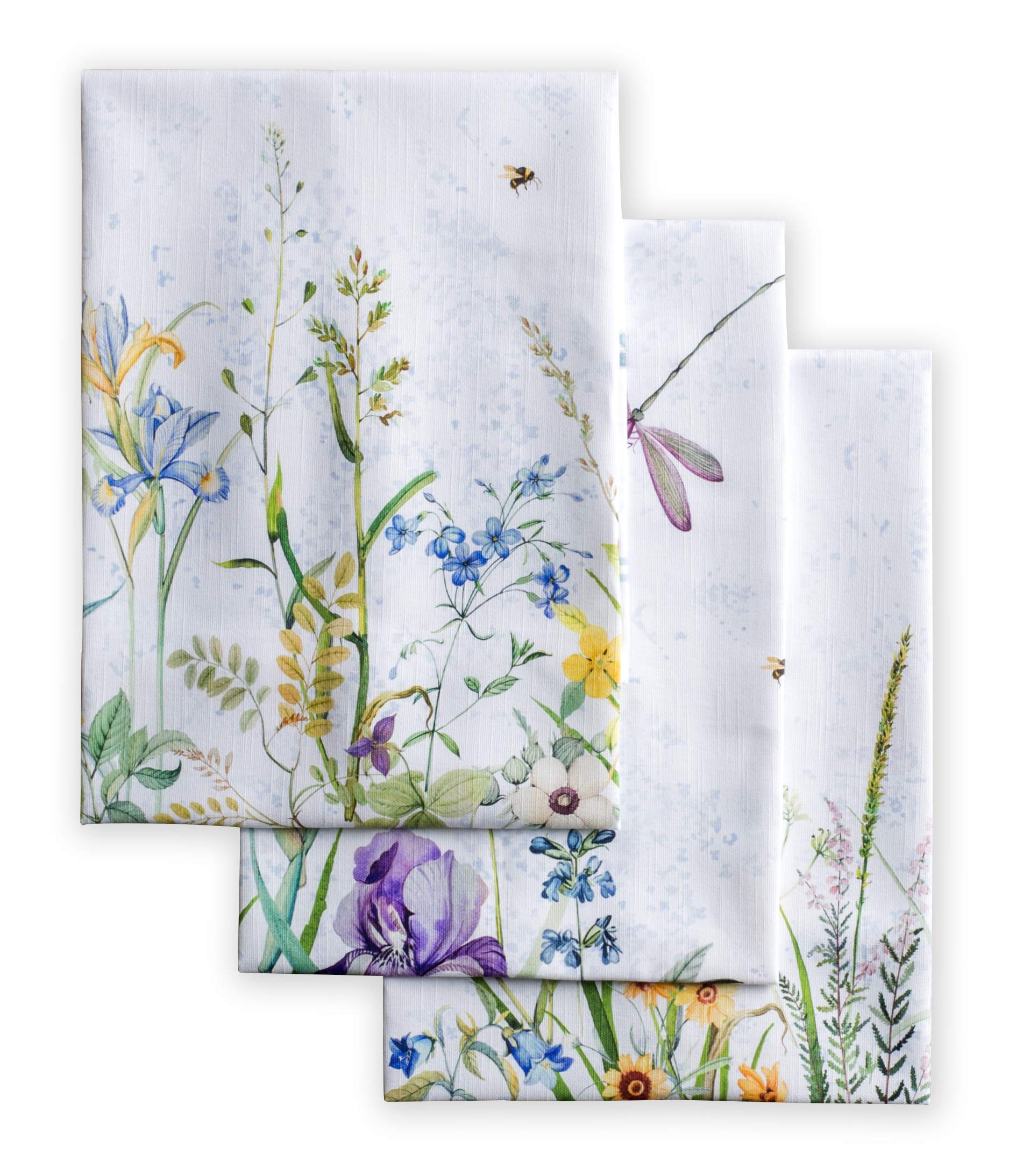 Maison d' Hermine Kitchen Towels Set of 3 100% Cotton 70 CM x 50 CM Reusable Cloth Tea Dish Towels Absorbent with Hanging Loop for Kitchen Dining Gifts for Mothers Day (Printemps)