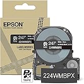 Epson LABELWORKS 224WMBPX Genuine PET (Polyester) Tape Cartridge - White on Matte Black Designer Craft Label Maker Tape - 1" (24MM) Wide, 26'