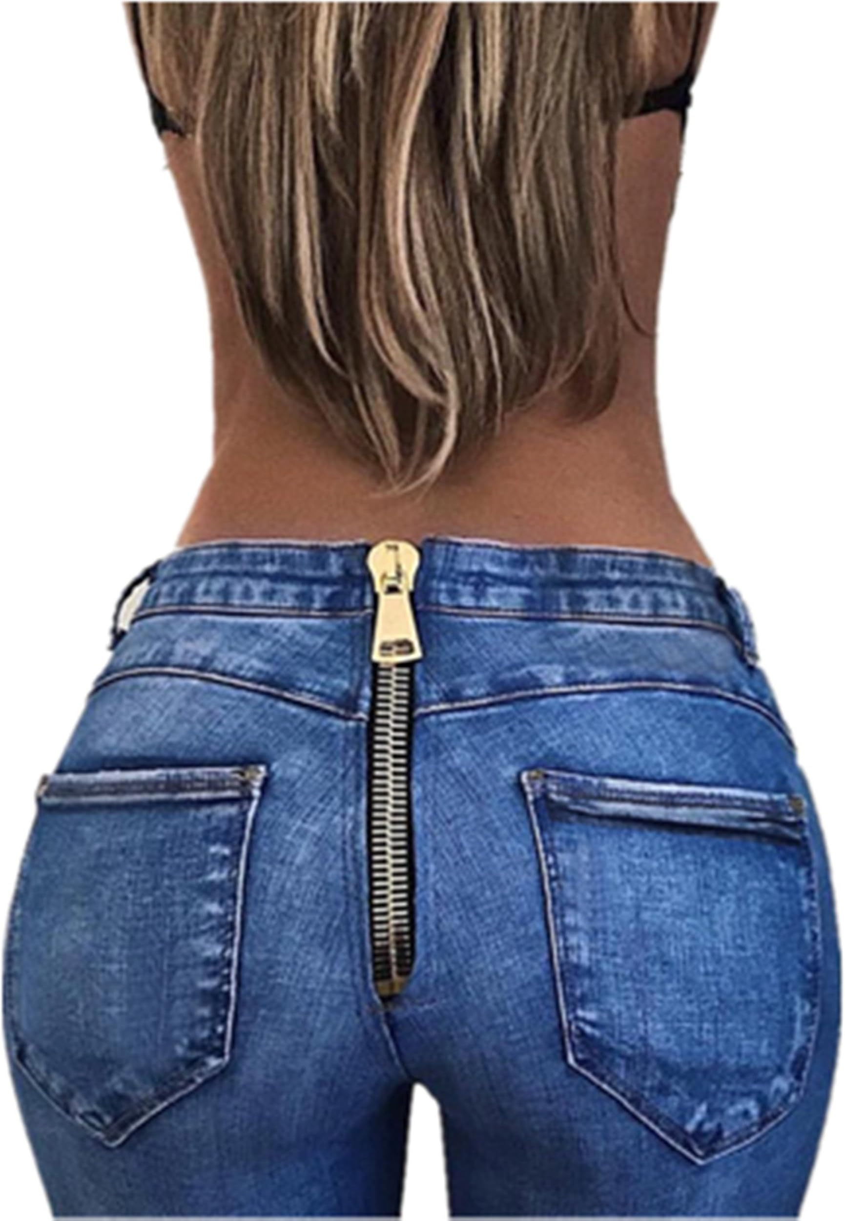vigvog High Waist Jeans for Women Back Zipper Skinny Pencil Denim Pants Elastic Stretched Trousers