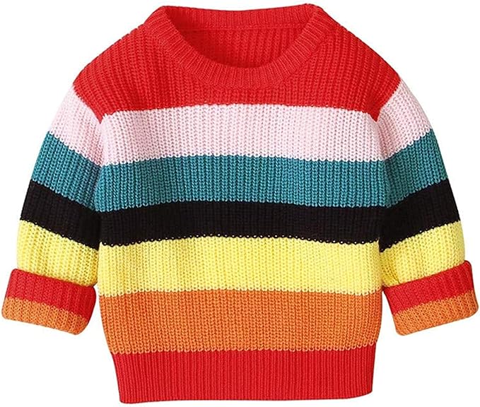 Baby Boys Girls Pullover Sweater Toddler Kid Colorful Striped Rainbow