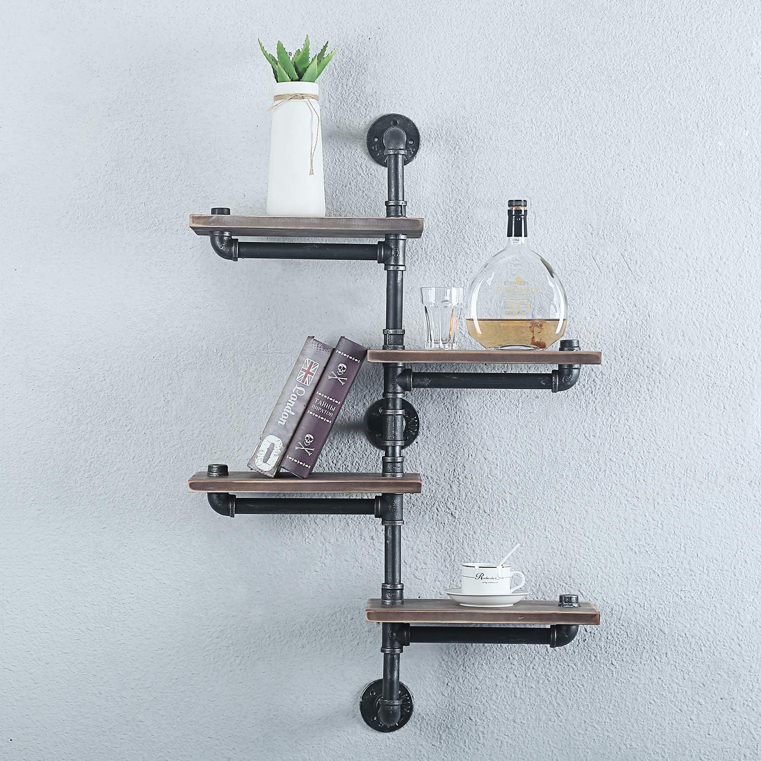 Metal Wood Corner Shelves Rustic Floating Shelves Home Decor Shelf Womio 3 Tiers Industrial Pipe Wall Mount Bookshelf Furniture Home Urbytus Com